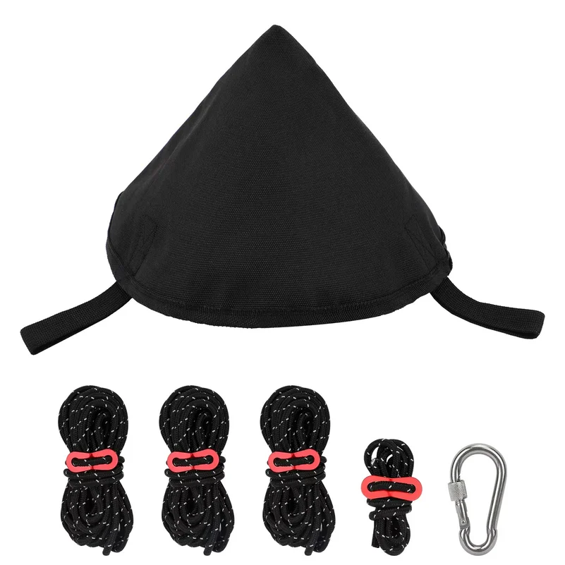 Black Dome Cap Waterproof Tent Top Stainless Steel Self-locking Climbing Buckle 4 Ropes Outdoor Tent Accessories