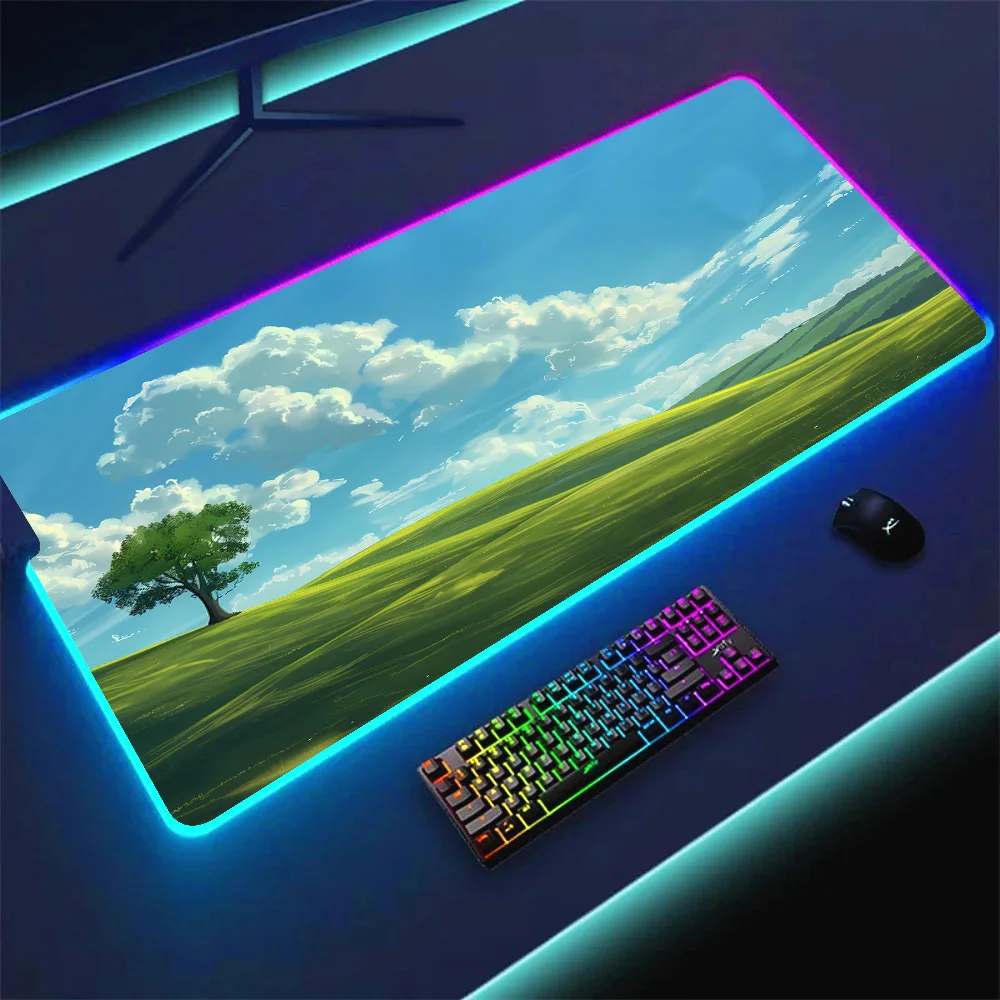 

Pink Clouds RGB mousepad Sky Large mouse pad PC Gaming Accessories Landscape Rubber Computer Desk Mat Xxl Backlight Extended Pad