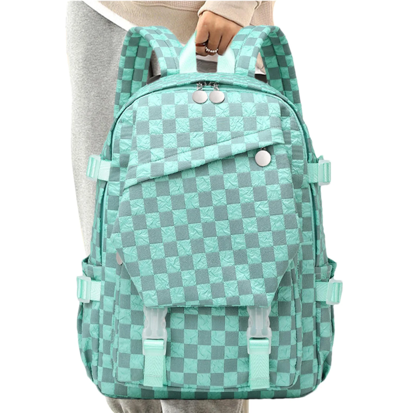 Fashion Checkerboard Backpack Lightweight Student Shoulder Bag Outdoor Travel Casual Plaid Cute Traditional Backpacks Women