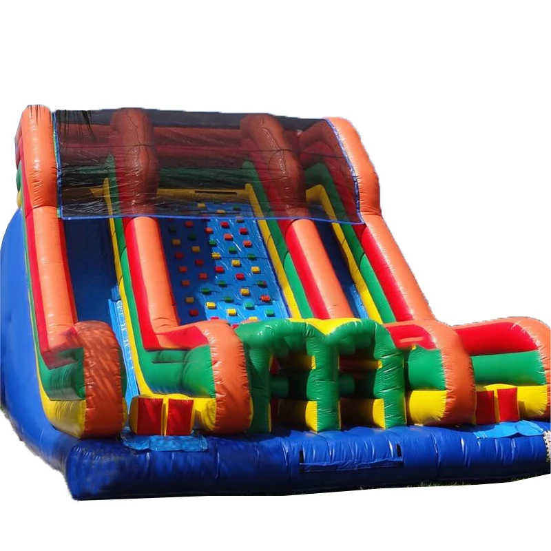 High Quality Climbing Rock Wall With Double Slide Inflatable Slide For Kids And Adults Outdoor Play