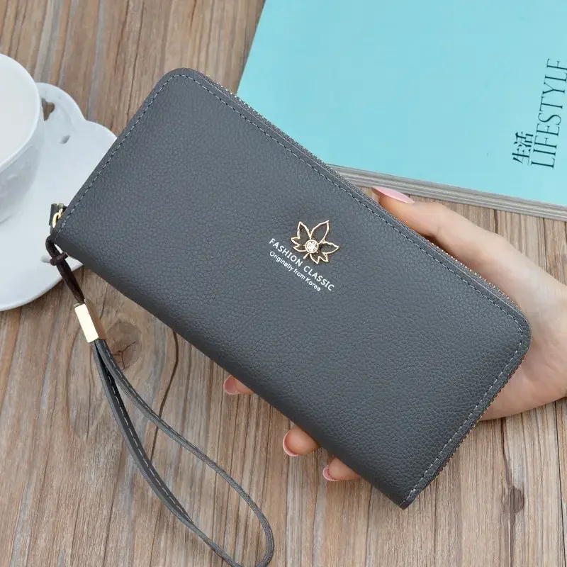 Dompet Kartu Kulit Desain Fashion, Dapat Diukir Nama, Dompet Panjang Wanita dengan Ritsleting, Hadiah Hari Ibu yang Penuh Perhatian