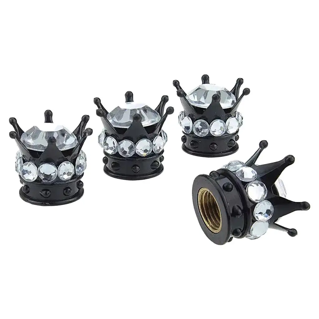 4 Piece Princess Rhinestone Tire Air Valve Stem Caps, per caration