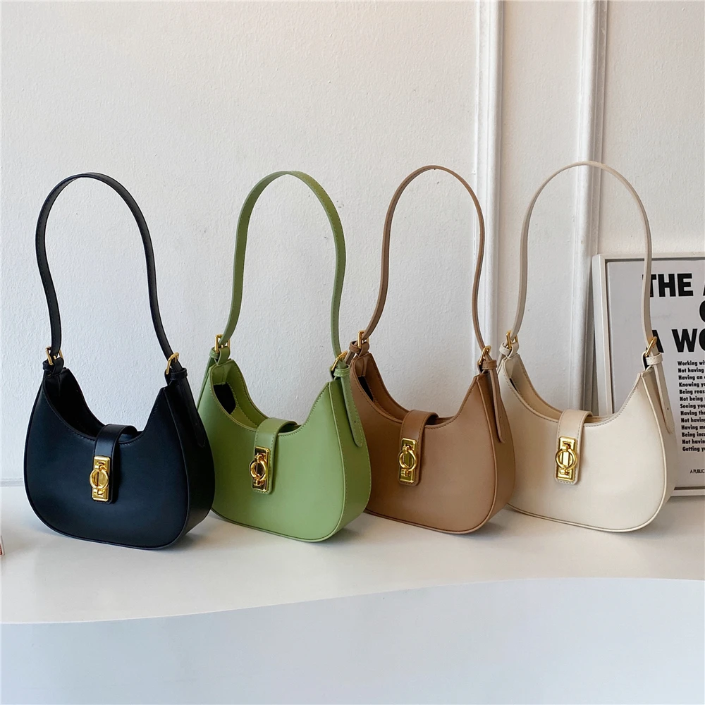 Hifashion Half Moon Small Underarm Shoulder Bags For Women 2023 Trend Designer Saddle Crossbody Bag PU Leather Ladies Handbags