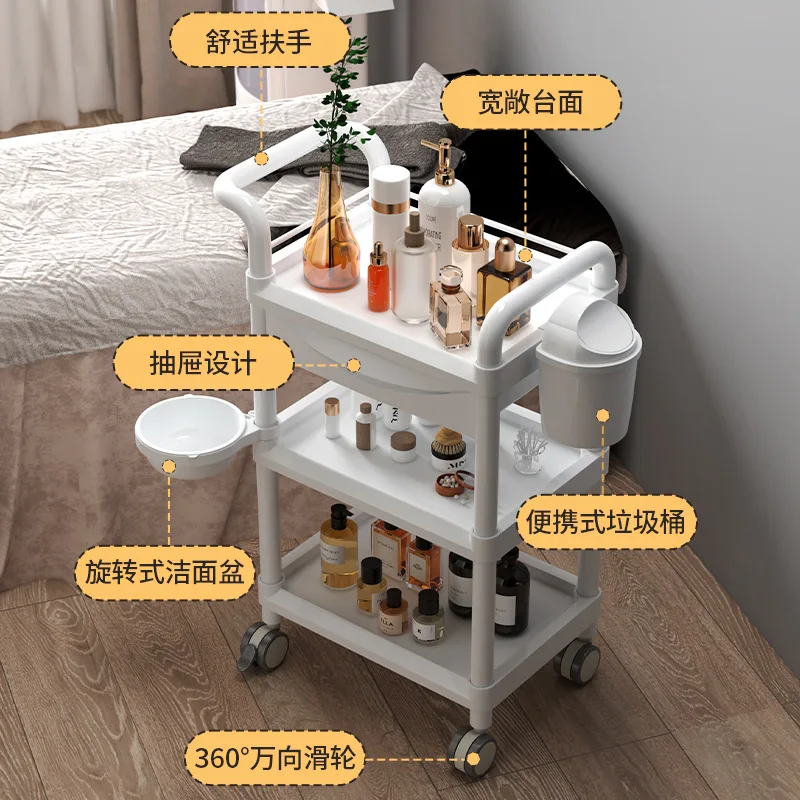 Manufacturer beauty tools removable storage trolley eyelash hair shop tool cart storage finishing storage trolley