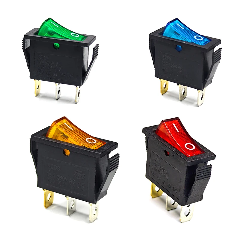 5 stücke 3 Pin 20A Kleine Licht Abdeckung Kappe Für Elektrische Rakete 220 Elektronische KCD3 Rocker Schalter Mit LED AUF OFF 16A 250V 220V