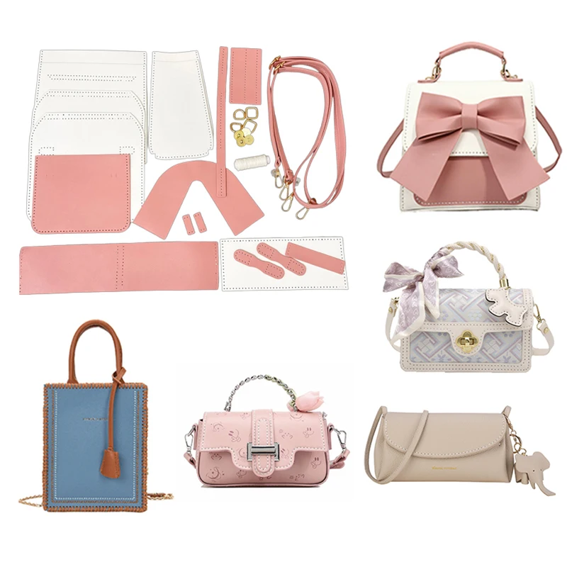 DIY Handbag Bow Crossbody Bag Making Kit Hand Pre Cut Leather Sewing Material Leathercraft Tools Accessories For Beginners