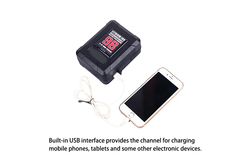 High Capacity 98Wh 6800mAh 14.8V Gold Mount Battery for Camera Compact Smart Battery with D-Tap and 5V USB Outputs in Stock view 5