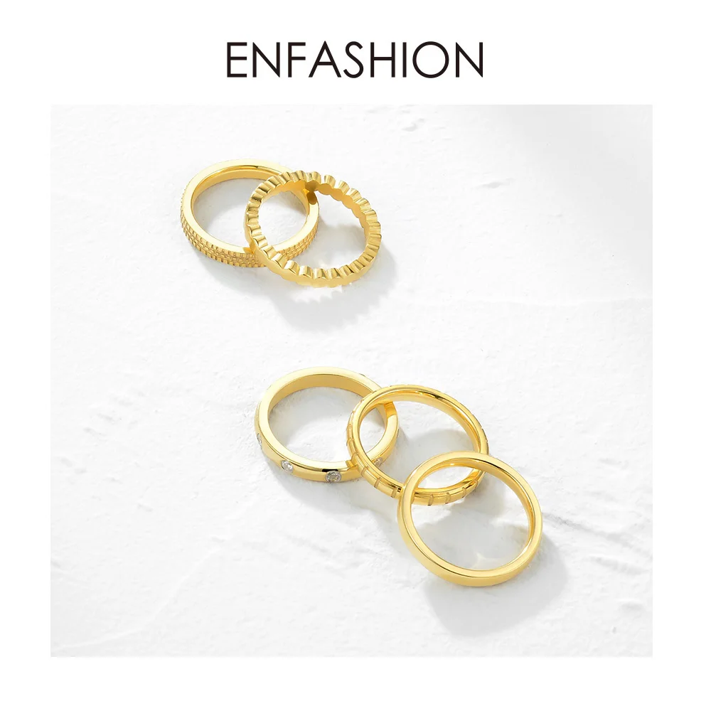 ENFASHION Multilayer Rings For Women Stainless Steel Gold Color Stack Finger Ring Fashion Jewelry Wholesale Anillos Mujer R4011