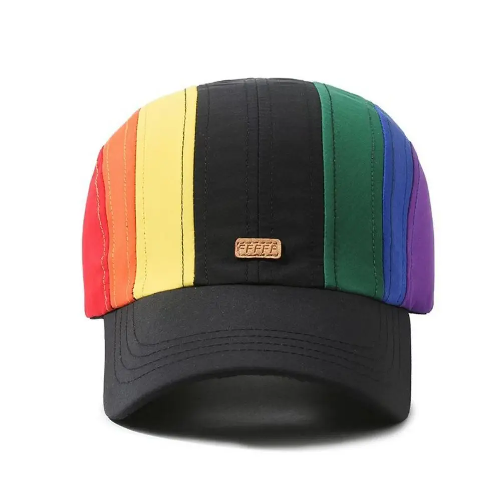 

Color Matching Rainbow Baseball Caps UV Protection Drawstring Snapback Cap Casual Sun Cap Men Sun Hats Outdoor Sports