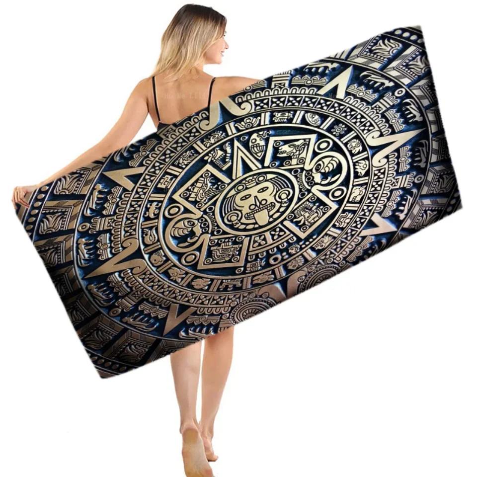 Maya Stone Aztec Solar Calendar Vector Image Of Mexico Quick Drying Towel By Ho Me Lili Fit For Yoga