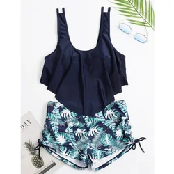 Summer Ruffles Swimsuits Tankini Sets Female Swimwear Sports Beach Wear Two-Piece Bathing Suits Pool Women Swimming Suit 2024