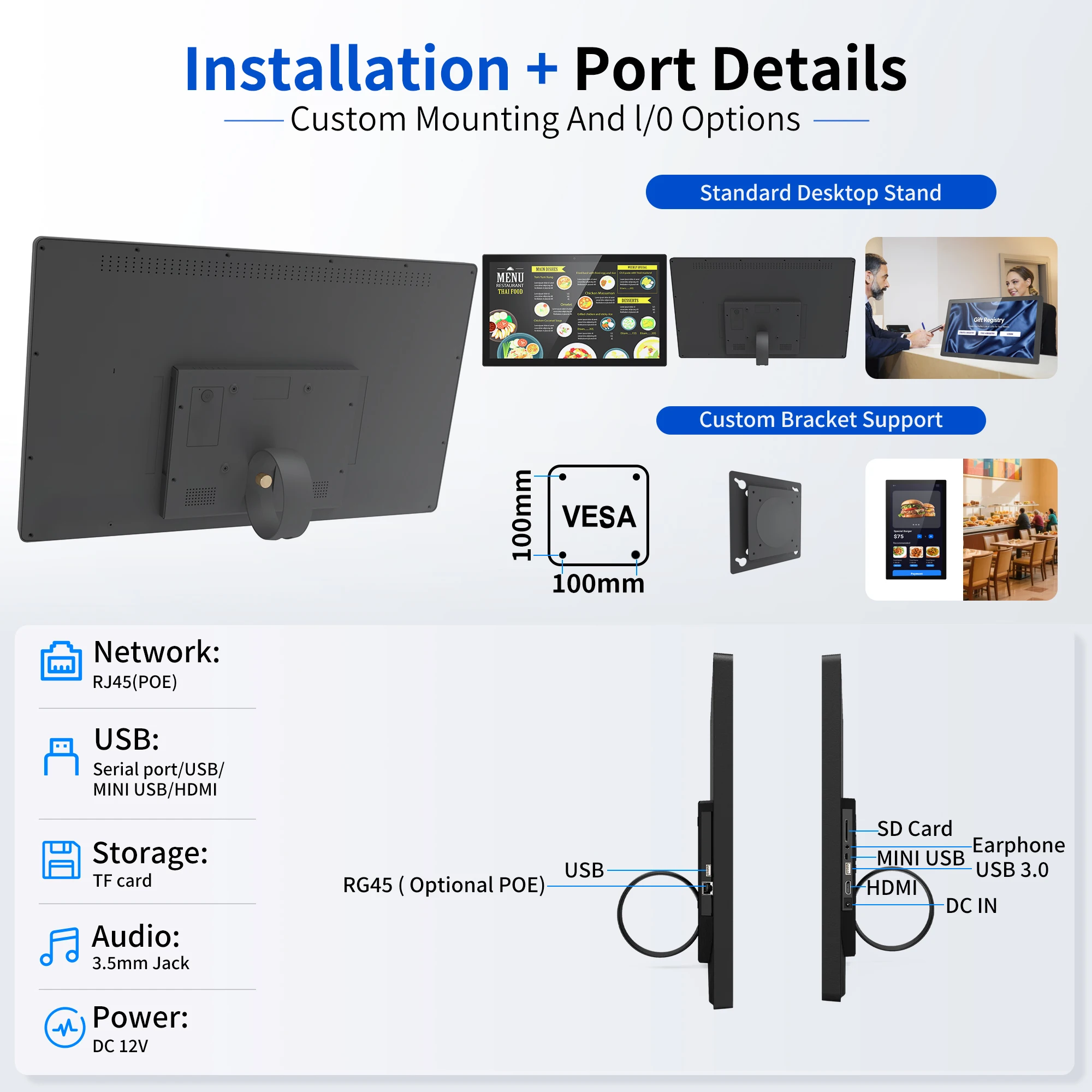 Wall Mounted 14 Inch Capacitive Touch Screen RK3568 Camera Android Tablet All In One Tablets & Presentation Equipment