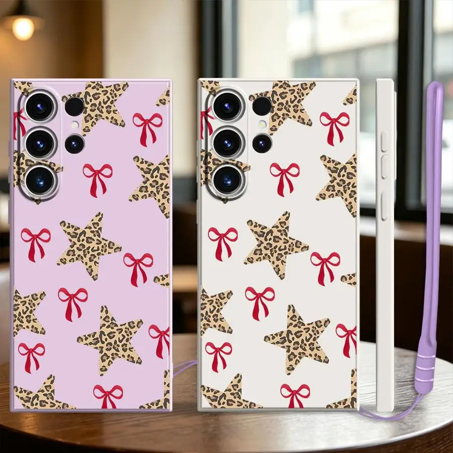 Case for Samsung Galaxy S26 Note 20 10 Ultra S21 Plus S25 Edge S20 FE S23 S22 S24 Ultra Phone Cover Leopard Love Star