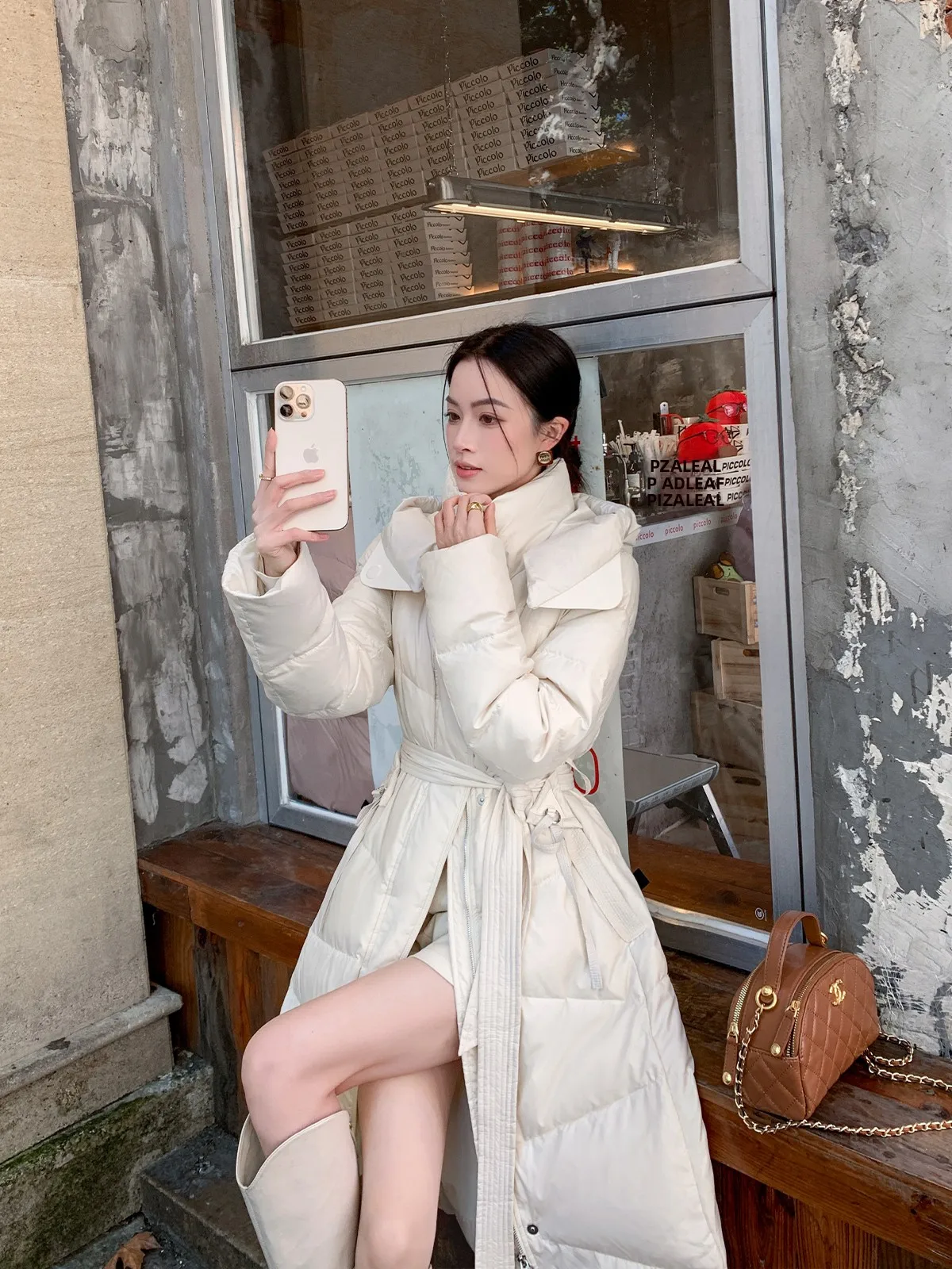 

Binguo Long down Jaet Women's Fitted Warm Sli White Du Feather Coat Winter New Arrival Zipper Closure Thiened Outer...