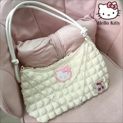 Sanrio Hello Kitty borsa a tracolla a contrasto di colore borsa a catena di perle borsa sotto le ascelle di moda borsa a tracolla per ragazza regali di compleanno di natale