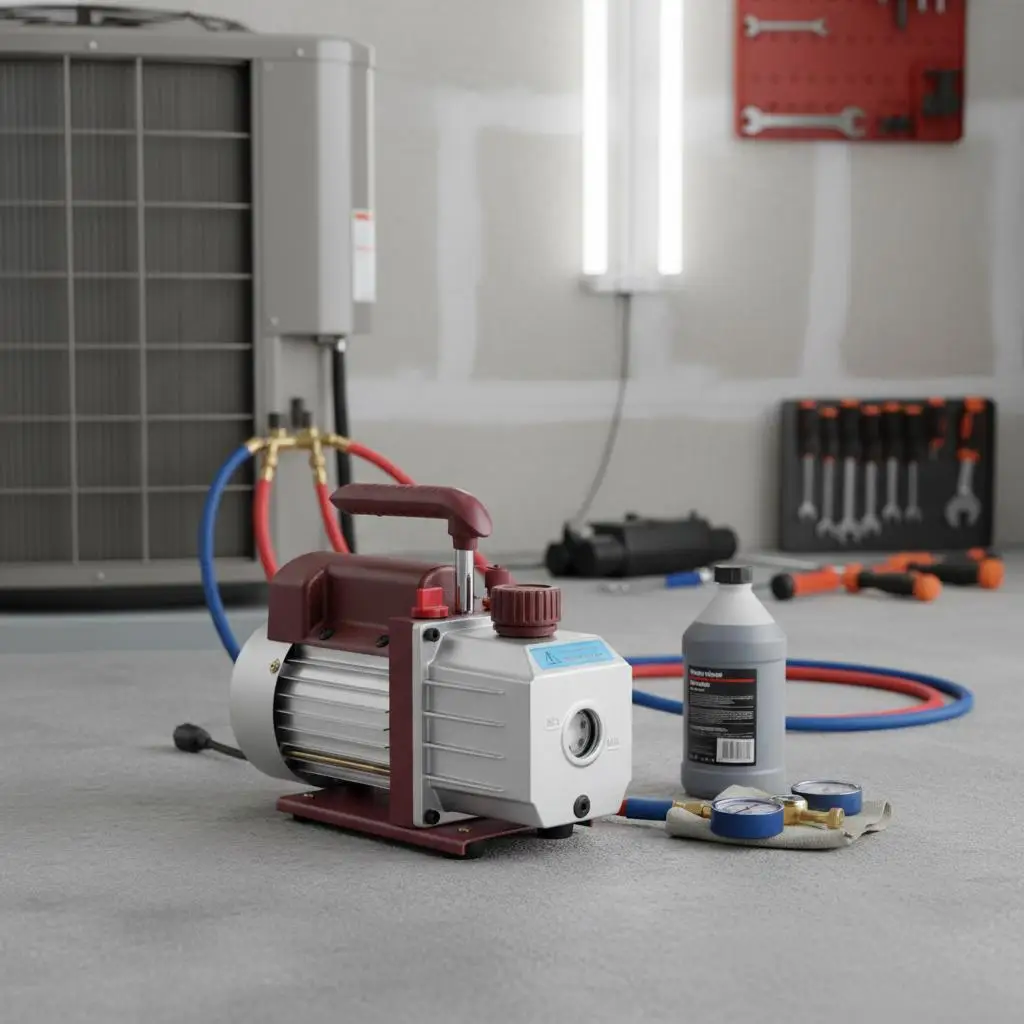 

Роторный вакуумный насос 4.5CFM 1/3HP для обслуживания систем ОВКВ, дегазации, лабораторного использования, одноступенчатый, высокое вакуумное давление 5PA