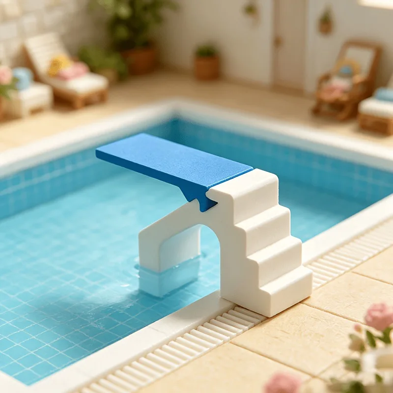 

Dollhouse Mini Diving Board with Ladder,Blue&White SwimmingPool Accessory,PLA Material for Dollhouse Outdoor&Summer SceneLayout