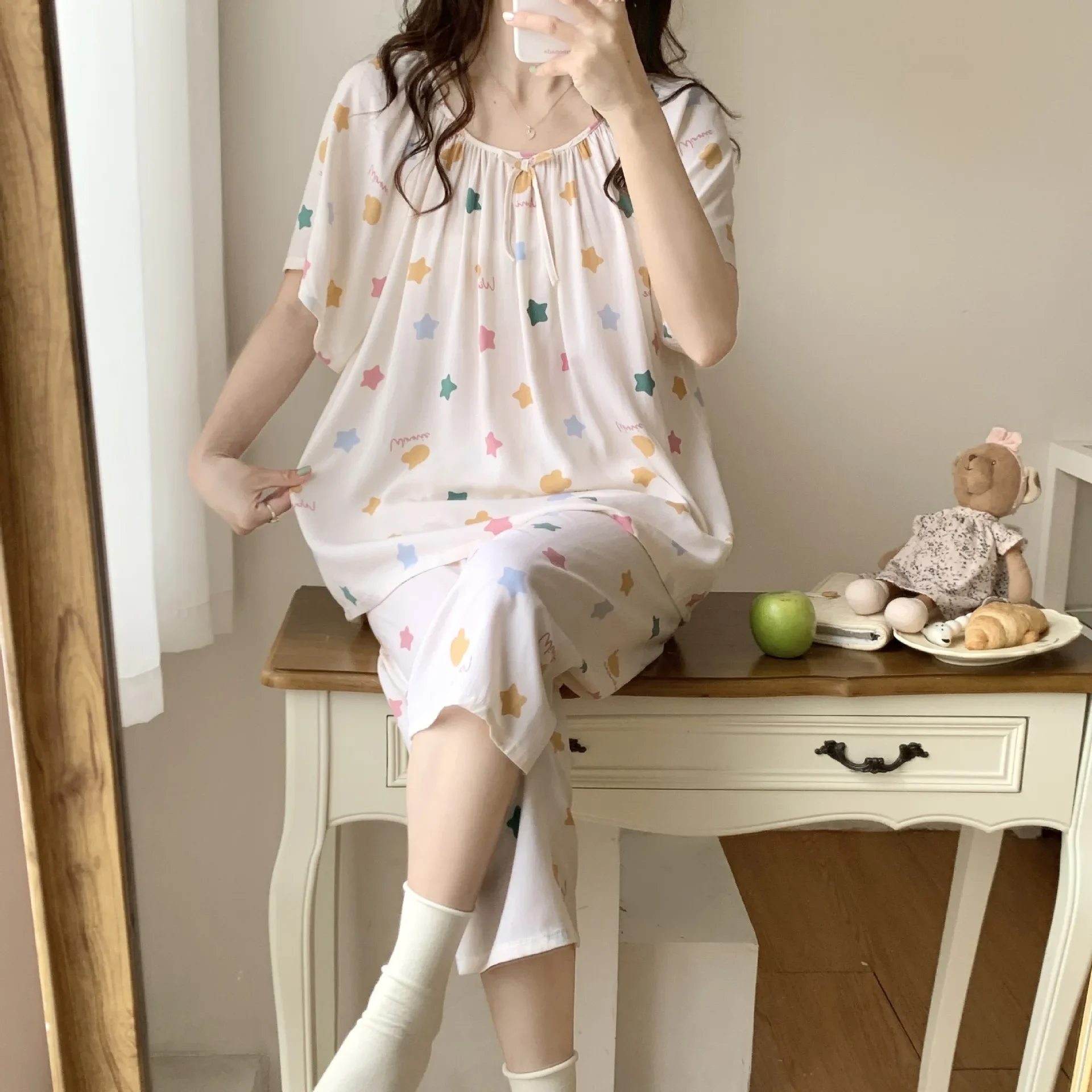 floral print satin pajama sets 2 piece pants trouser ruffled lady outfit lounge women pijama sleepwear pajama nightwear pyjama