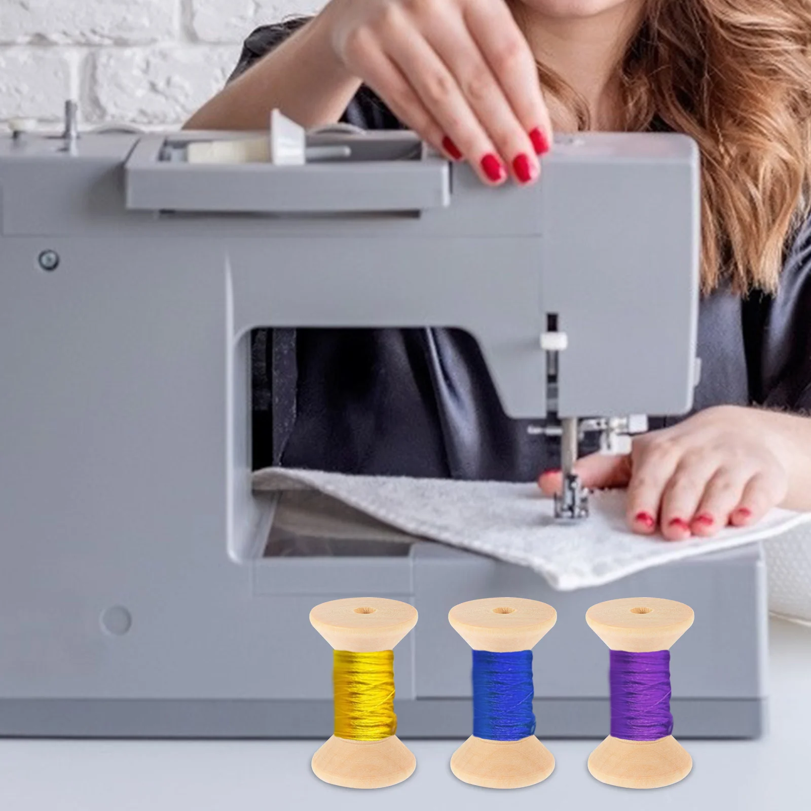 

5Pcs Wood Winding Spools Natural Wooden Thread Spools Durable Sewing Bobbins for DIY Craft Embroidery Wire Twine