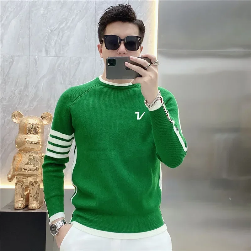 Korean Authentic Golf Sweater Men's Golf Wear 2024 Autumn New Golf Knit Top Fashion Round Neck Golf Jumper Men's Golf Clothing