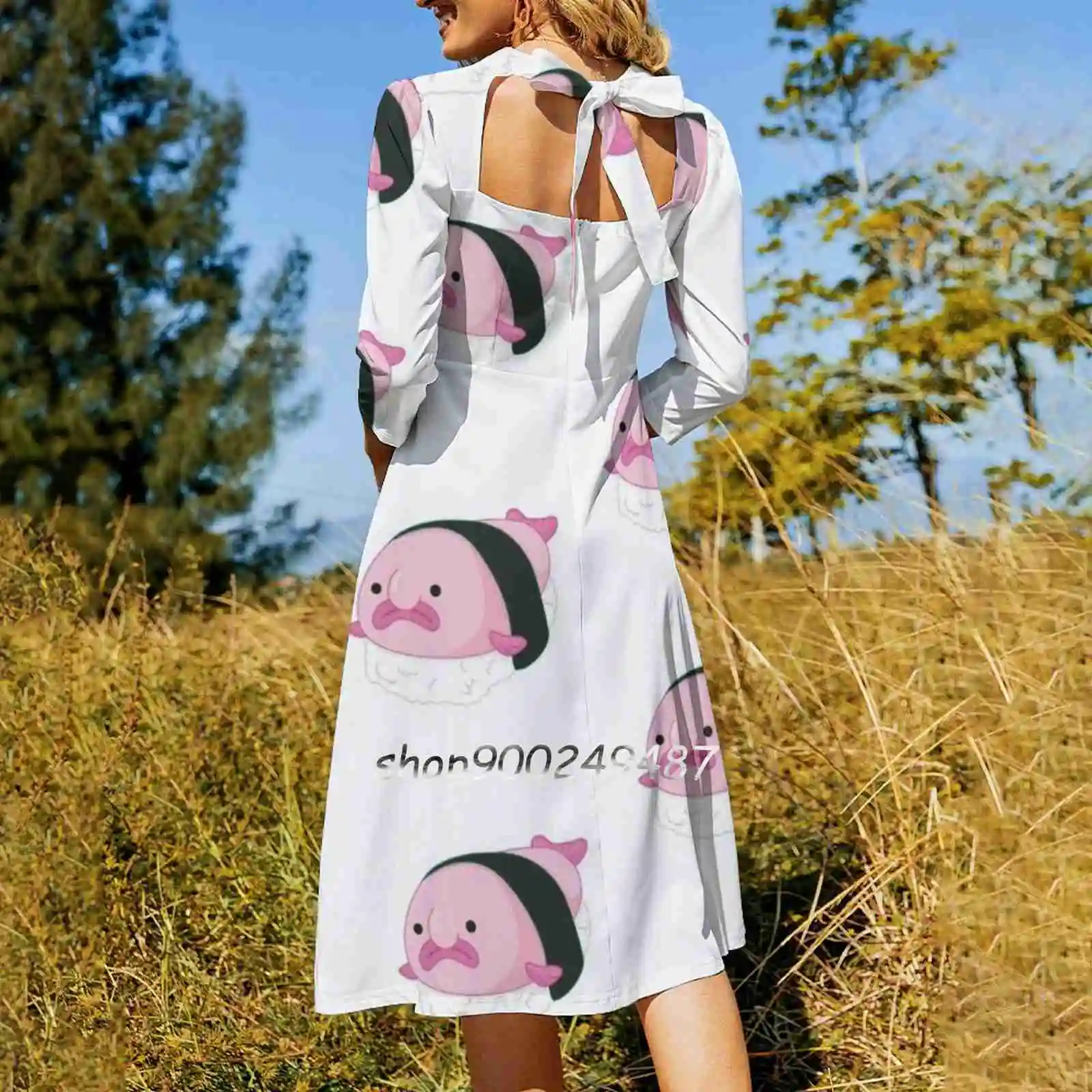 Blobfish Sushi Robes de Soirée Midi Robe Sexy Femmes Doux Une Pièce Robe Coréenne Blob Poisson Blobfish Sushi