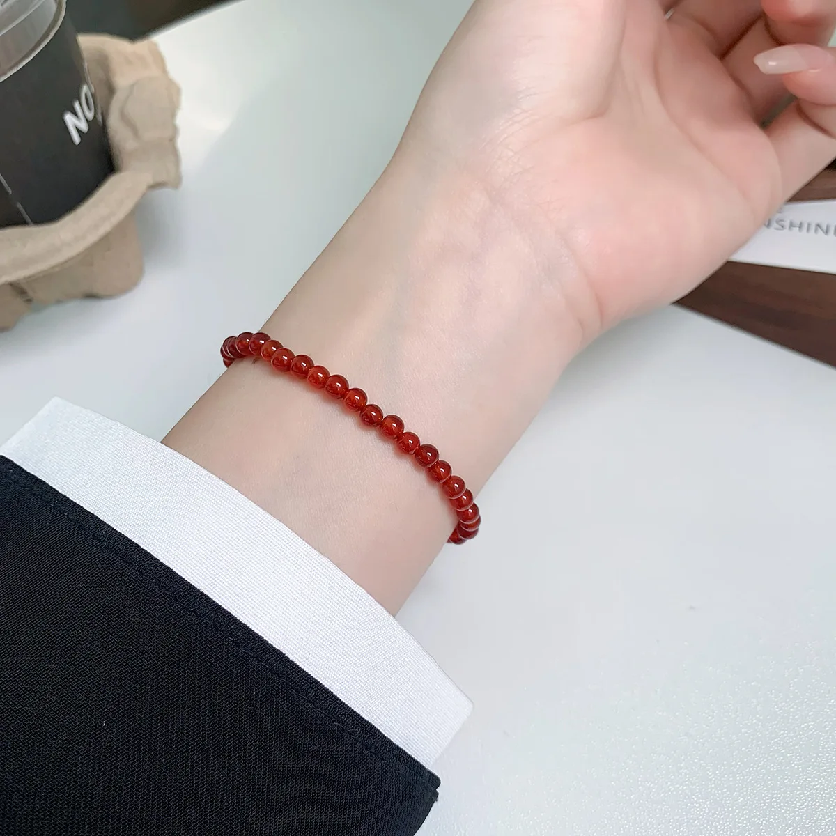 Exquisite S925 Silver Red Agate Bracelet, Perfect for Minimalist Women with a Unique Taste in Jewelry