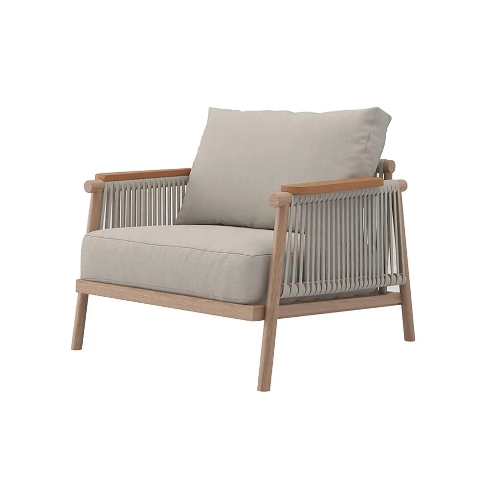 

Modern All-Weather Aluminum Outdoor Patio Sofa With Thi Cushions, Olefin Fabric Sunroom Backyard Furniture, Light Khaki,