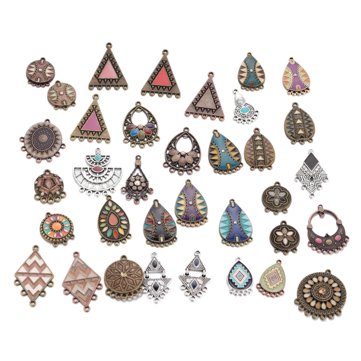 Vintage Collector - 5pcs/lot Retro Geometric Enamel Charms Triangle