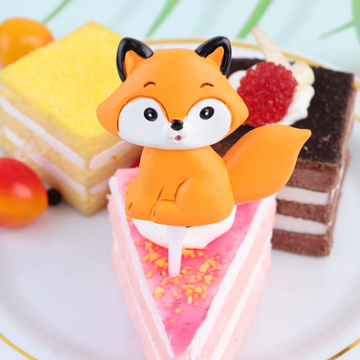 

2 Pcs Small Animal Decoration Plug-in Cake 1 Year Birthday Wedding Topper Fashion Adornment Dessert