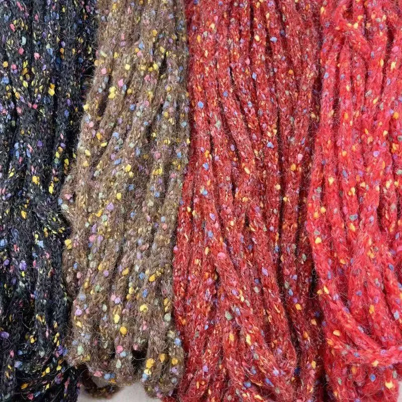 Colorful Fried Dough Twists Wool Hollow Ribbon 1cm Yarn Knitting Rope DIY Headband Clothing Accesso Sweater Hat Rope