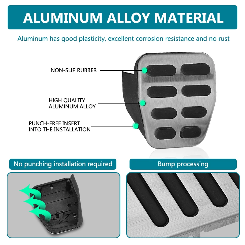 Pedal Manual de acero inoxidable para coche, accesorio Compatible con Volkswagen VW Golf MK5 MK6 Jetta MK5 Tiguan Scirocco Skoda Octavia, 4 unidades por juego