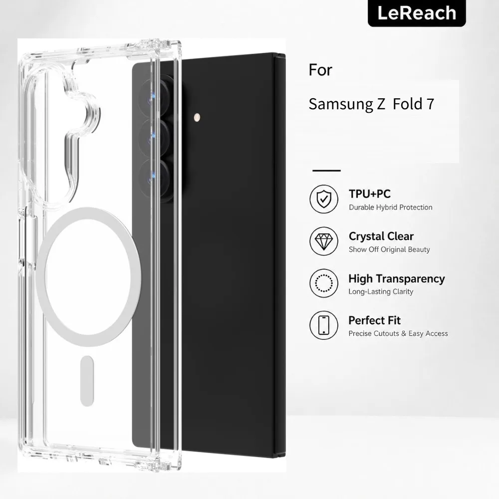 Magnetic Case For Samsung Galaxy Z Fold 7 TPU Frame Camera Protection Anti-Yellow CA1000