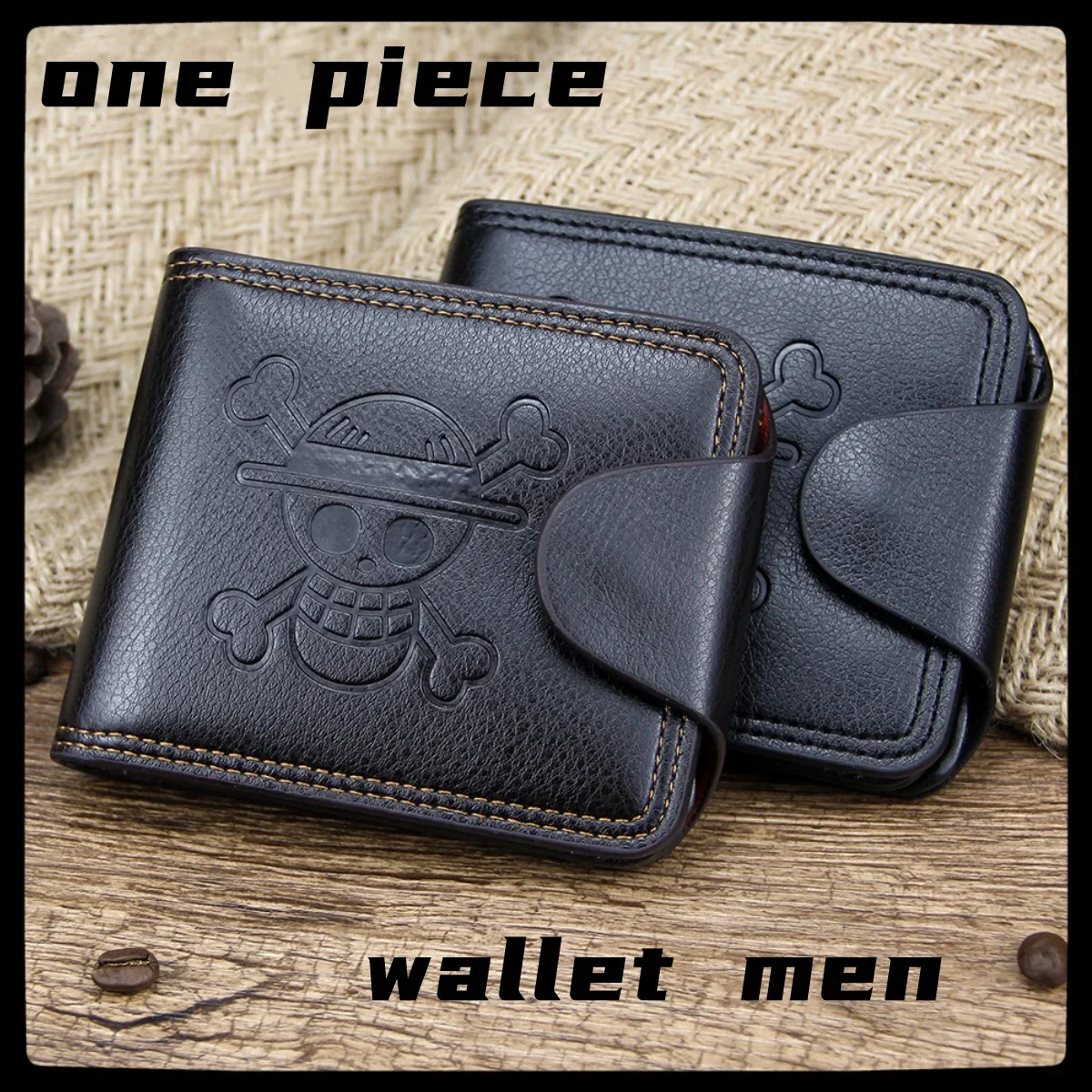 one piece men's wallet cartoon multi-function multi-card slot trendy coin clip black wallet men anime Japanese style halloween