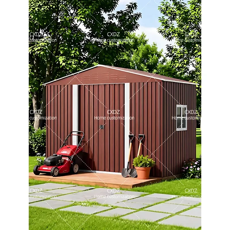 Upgraded Reinforced Outdoor Mobile Kitchen Garden Storage Shed Simple Courtyard Tool Room Tin House for Sundries Warehouse