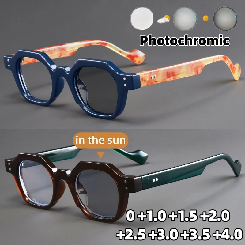 

Stylish Square-Frame Photochromic Reading Glasses Unisex High-Definition Comfort Presbyopia Eyeglasses Diopter 0 To +4.0