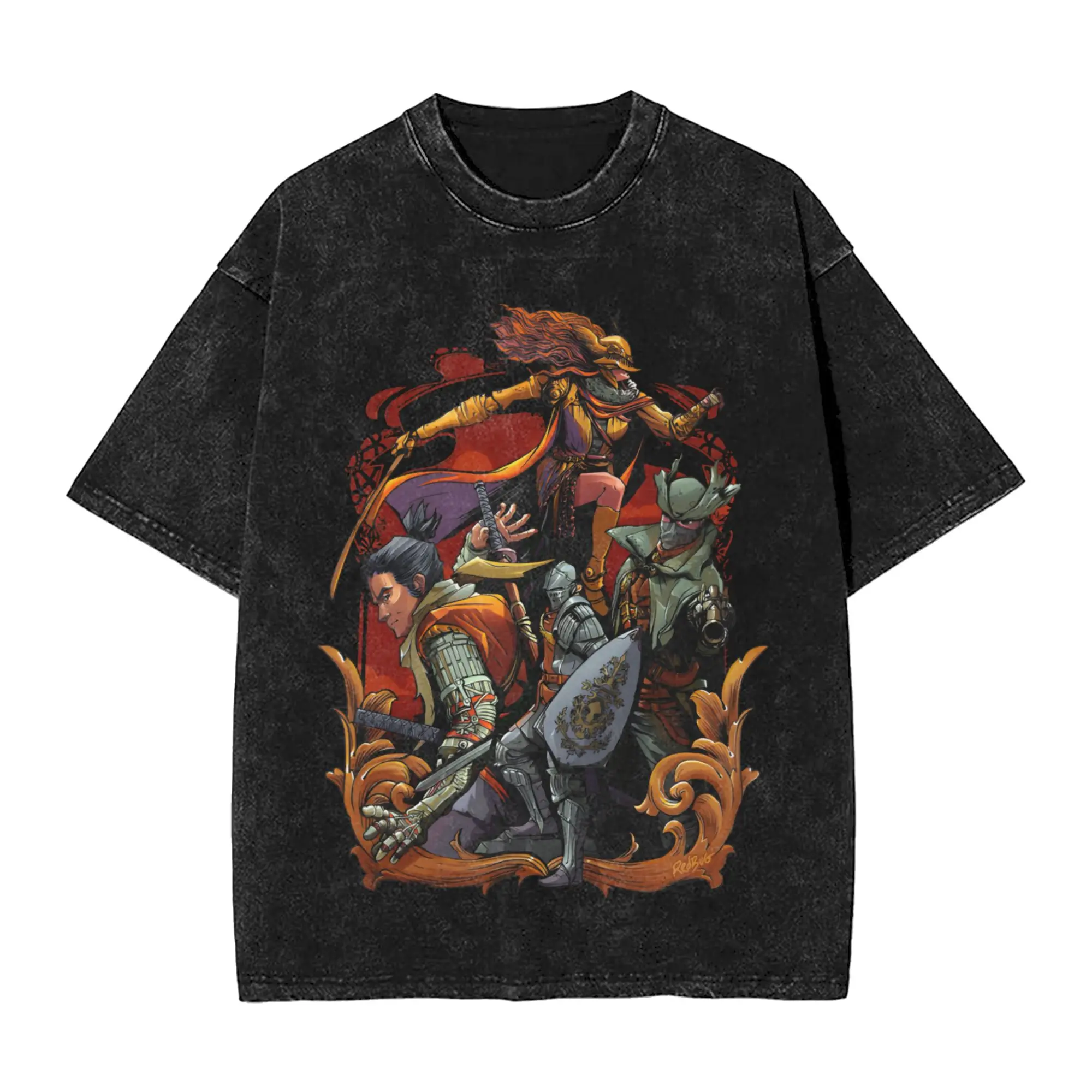 Sekiro: Shadows Die Twice Outfit Washed T Shirts Men Women Streetwear Hip Hop T-Shirts Summer  Tees Tops Cotton