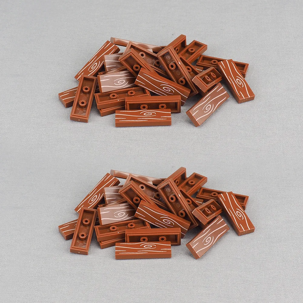 MOC 10PCS 63864 Gedruckt Holzmaserung Boden Muster Bausteine 2431 Passenden Kompatibel Zubehör DIY Spielzeug Kinder Kind geschenk