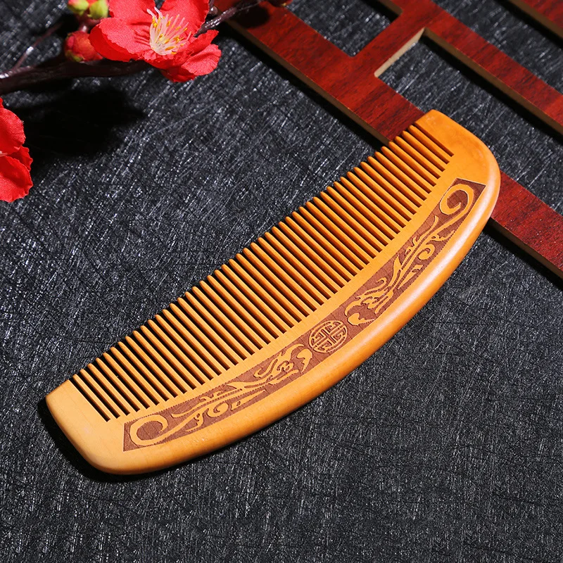 100Pcs Natural Peach Wood Comb Close Teeth Anti-Static Head Massage Hair HealthTools