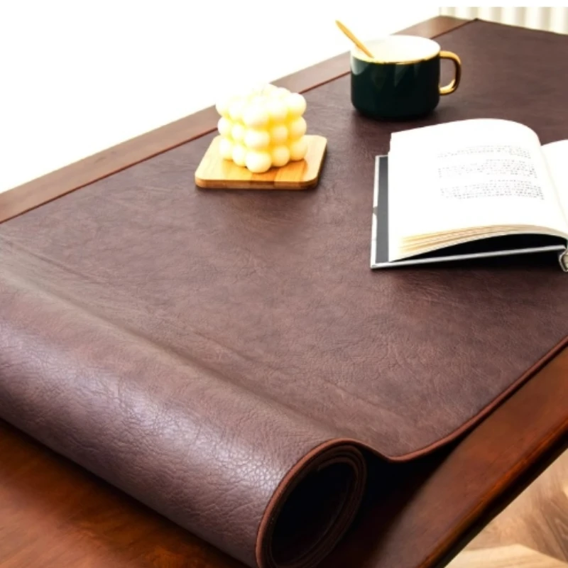 

Двусторонний настольный коврик из натуральной кожи, водонепроницаемый маслостойкий нескользящий офисный коврик для письма, обеденный коврик, защита для клавиатуры