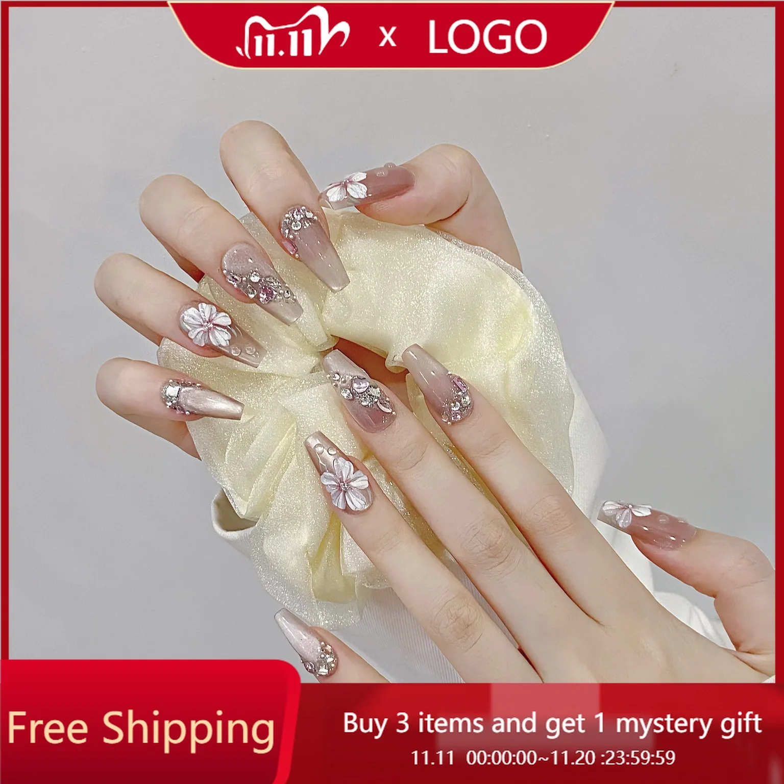 

10 шт./1 коробка ногтей ручной работы с ультра-блестящими сказочными трехмерными цветами, ручной росписью и элегантными насадками для ногтей