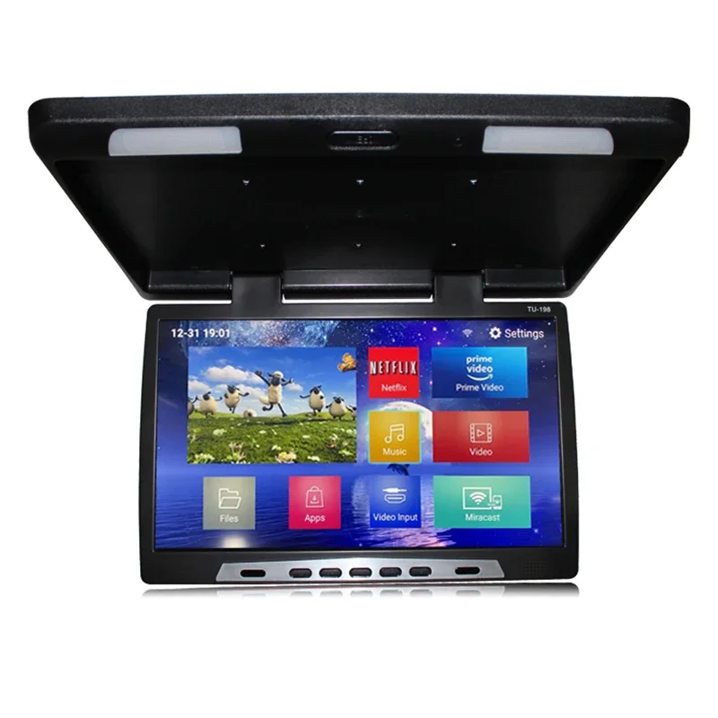 19 Inch Android Car Roof Hdmi Mointor 2+32GB Ceiling TV Multimedia Video Player with Bluetooth WiFi USB Speaker FM Transmitter