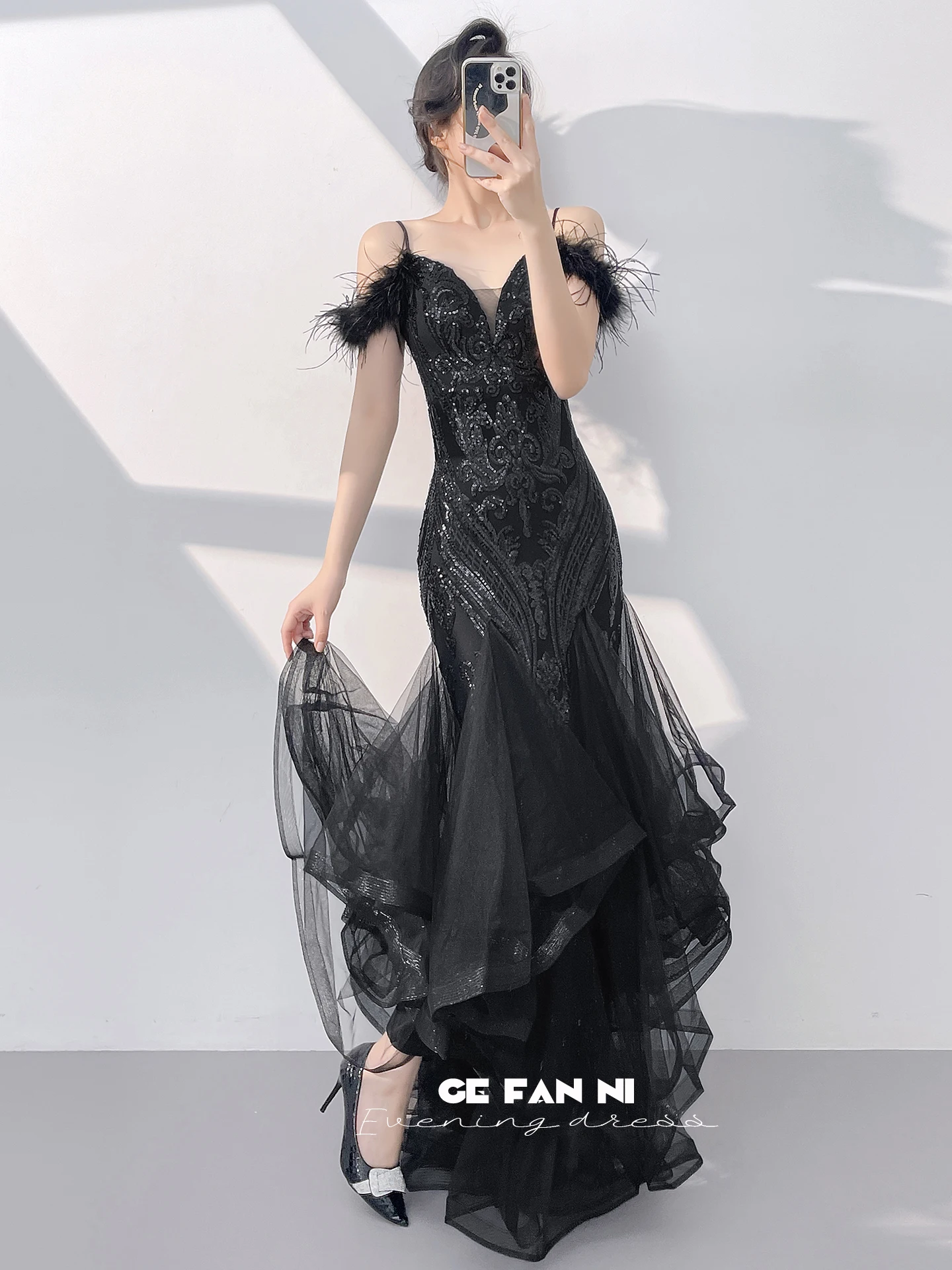 

Bla Sexy Strapl Fi Tail Evening Gown Women's New 2026 Luxury mat High-End Banquet Dr Faionable Mid-Waist L...