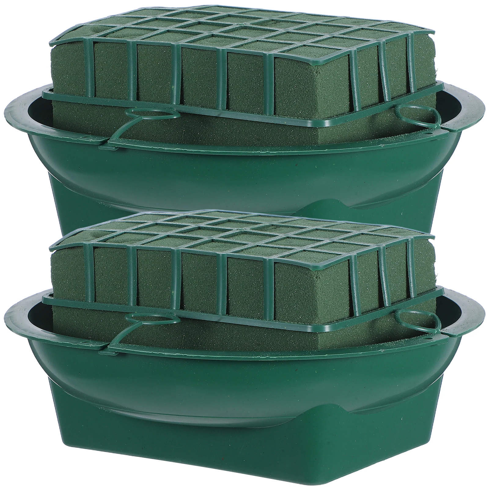 

2pcs Green Plastic Flower Pots Mesh Floral Foam Dried Artificial Flowers Breathable Design Stable Fixation Compact Size