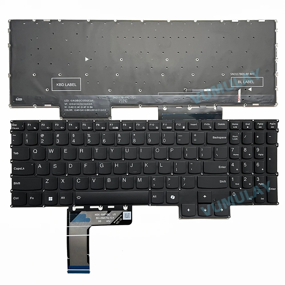 Podświetlana klawiatura US/Russian RGB dla Lenovo Legion LOQ 15APH8 15IRH8 G5000 APH8, Slim 5 16APH8, 16IRH8 SN21K98565 PH5CYXRGBG-3T — zdjęcie 4