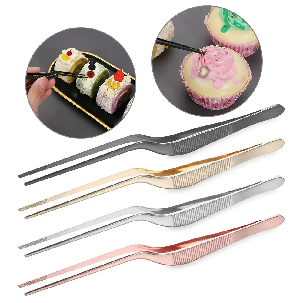 Food Tweezer Barbecue Tongs Plating Chef Food Tweezer BBQ Clip Barbecue Tongs Serving Presentation Stainless Steel Kitchen Tool