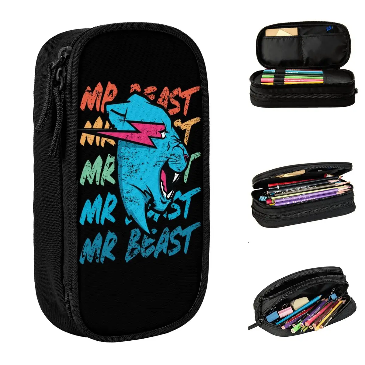 Estuche Retro Vintage para lápices Mr Game, bolsa divertida para bolígrafos Mr Gaming Beast para estudiantes, gran capacidad, suministros escolares,