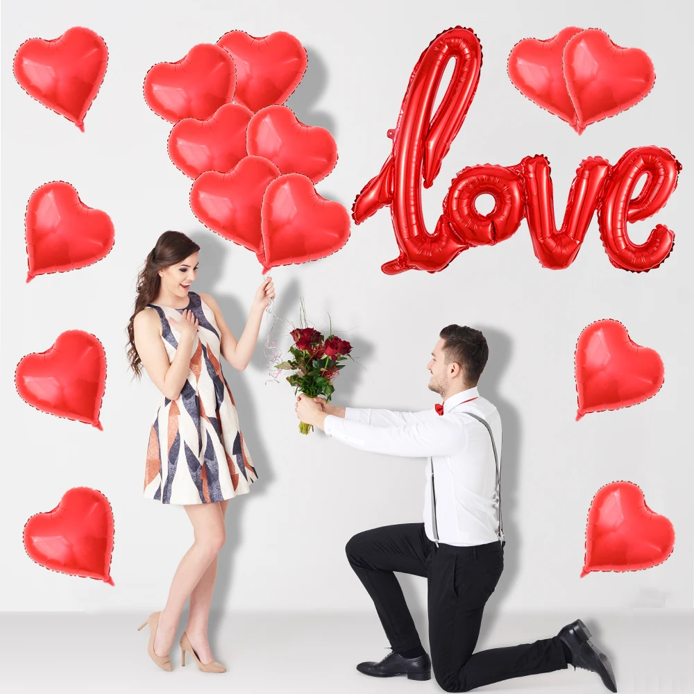 

40inch LOVE Conjoined18inch Heart-shaped Foil Helium Balloon Valentine's Day Wedding Engagement Proposal Birthday Party Decor