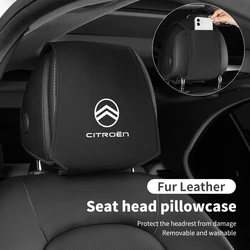 Car Headrest Cover Seat Head Rest Neck Pillow Protector For Citroen C4 C3 C5 C2 Berlingo Celysee Cactus Picasso Aircross Grand