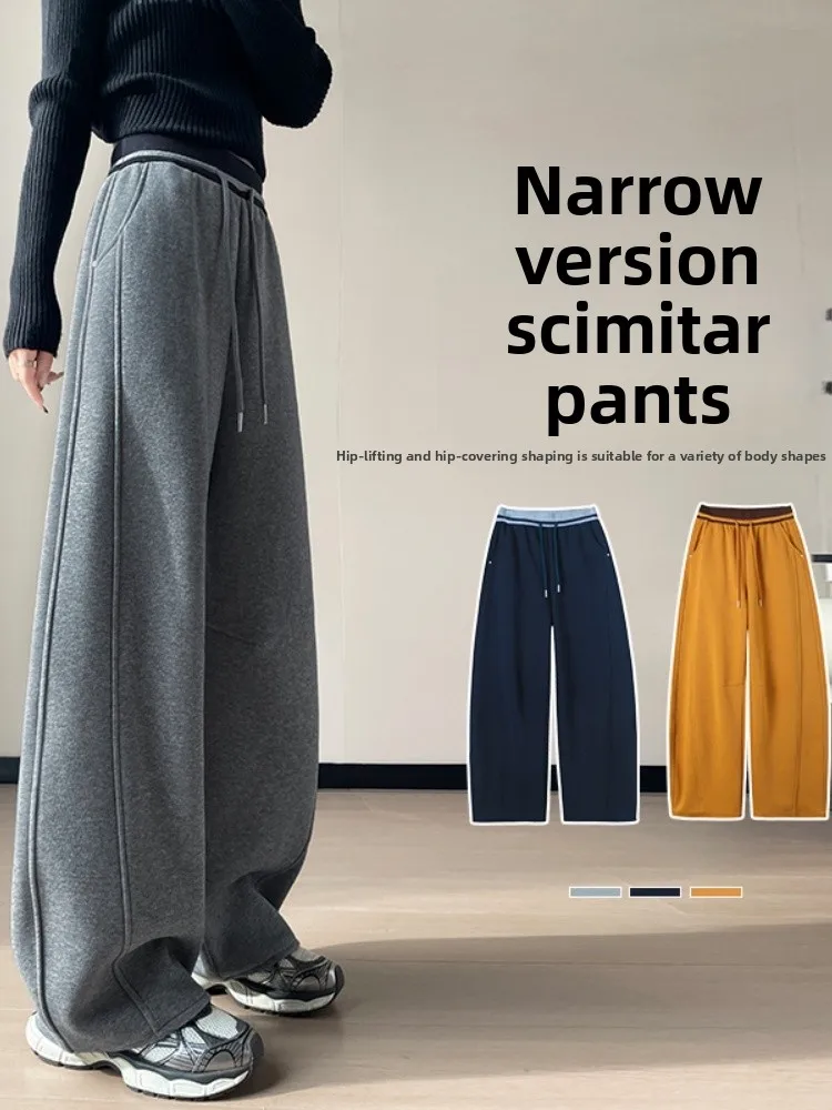 Thiened Fce Calça Esportiva Feminina Cintura Alta Perna Reta Calça Casual ket Detalhe Commute Sle Coreano Faion