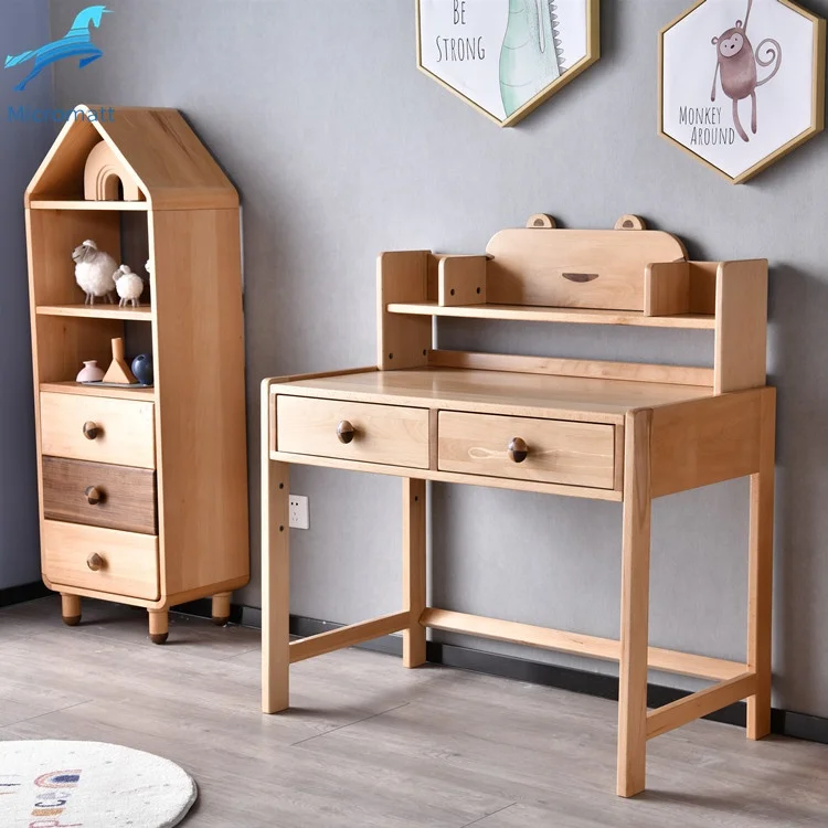 Factory Direct Sale Modern Art Antique Environment Natural Wood Color Furniture Study Room Solid Wood Children's Desk